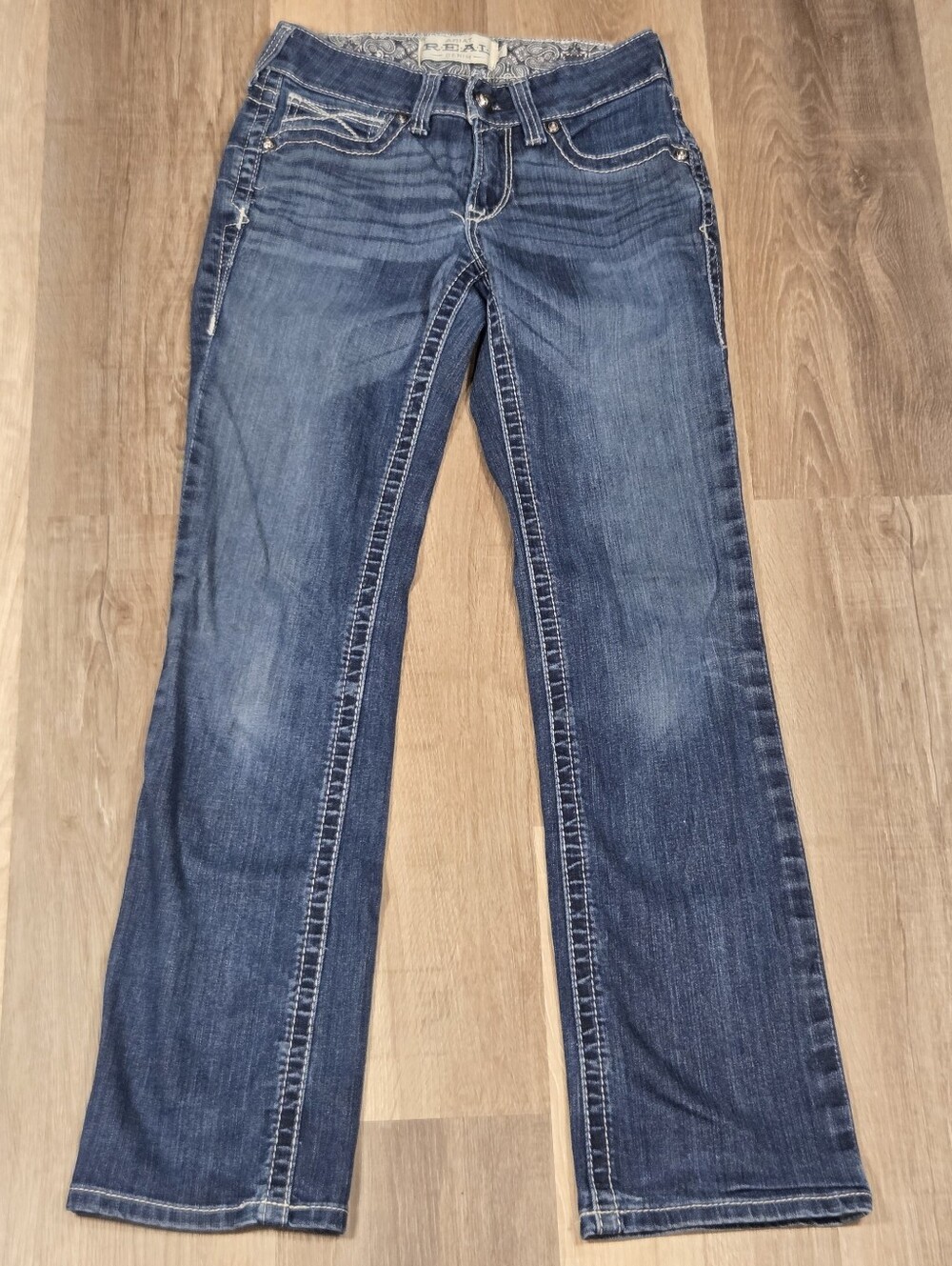 Ariat R.E.A.L. mid-rise bootcut denim jeans medium wash 25S